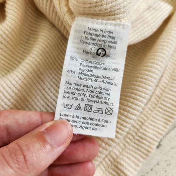 Madewell Hearthered Thermal Henley Tee Long Sleeve Cream Size XL - Picture 5 of 6